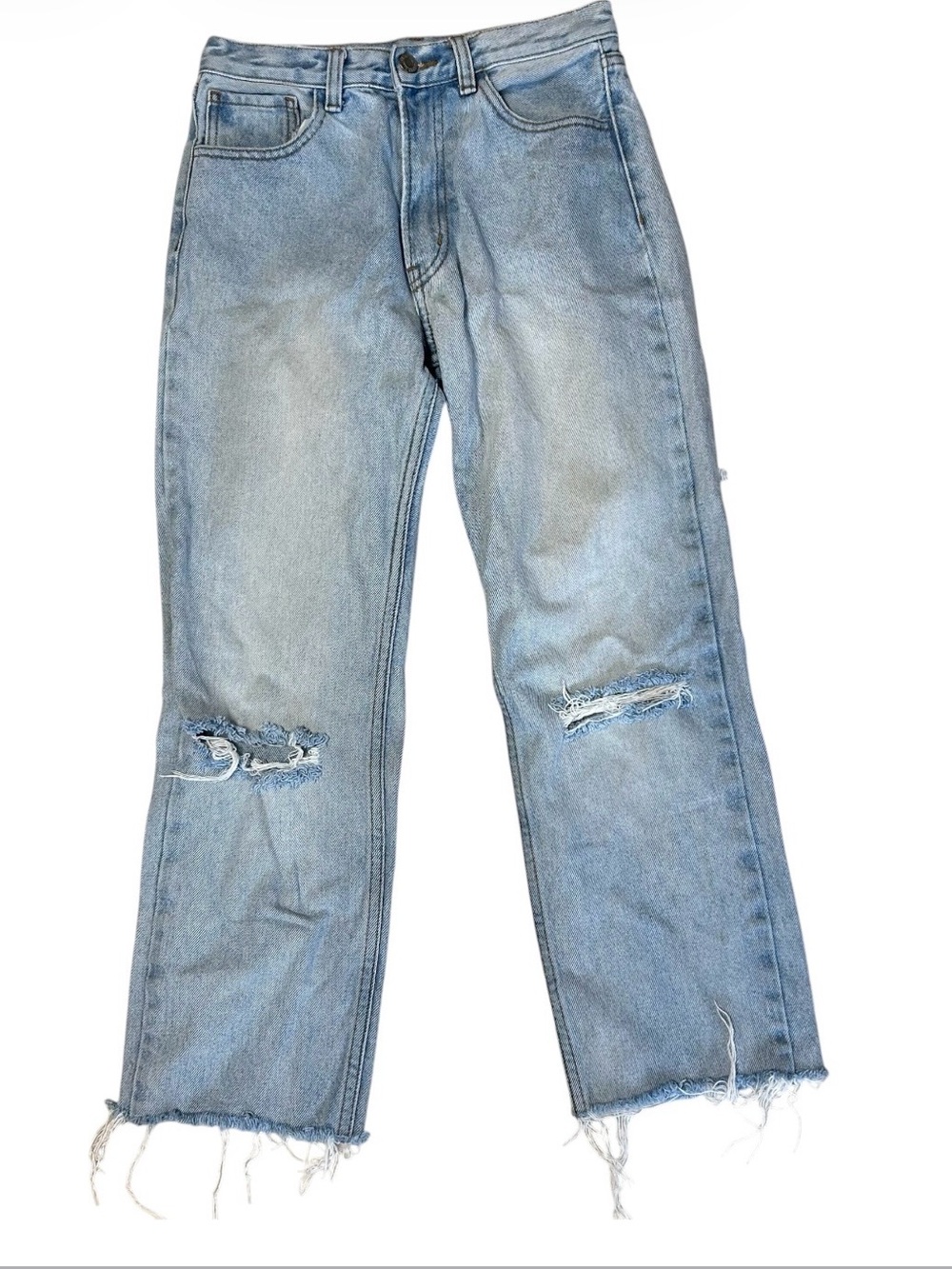 Brandy Melville John Galt Straight Leg Crop Distressed Jeans Womens Small Ankle